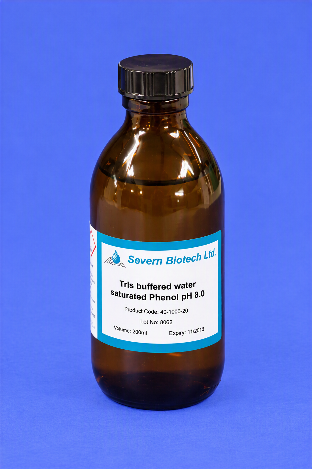Tris Buffered Water Saturated Phenol pH 8.0 in a 200ml Glass Bottle